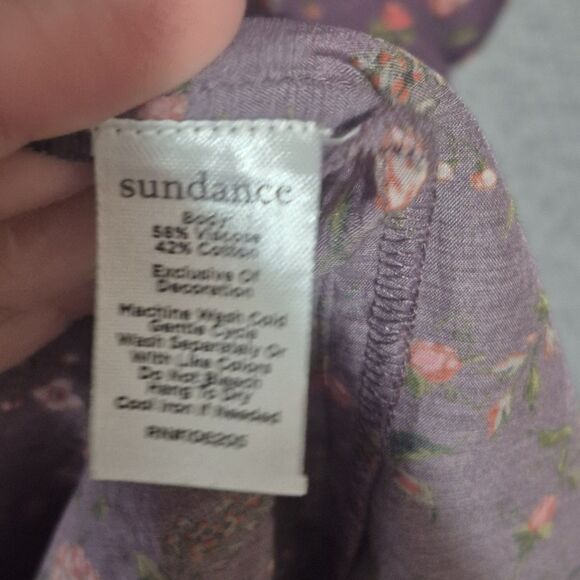 Sundance Women's Floral Long Sleeve Lace Trim Button Up Shirt Dress M Boho - Picture 3 of 5